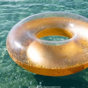 Sunnylife Pool Ring Gold Disco Float - NEW